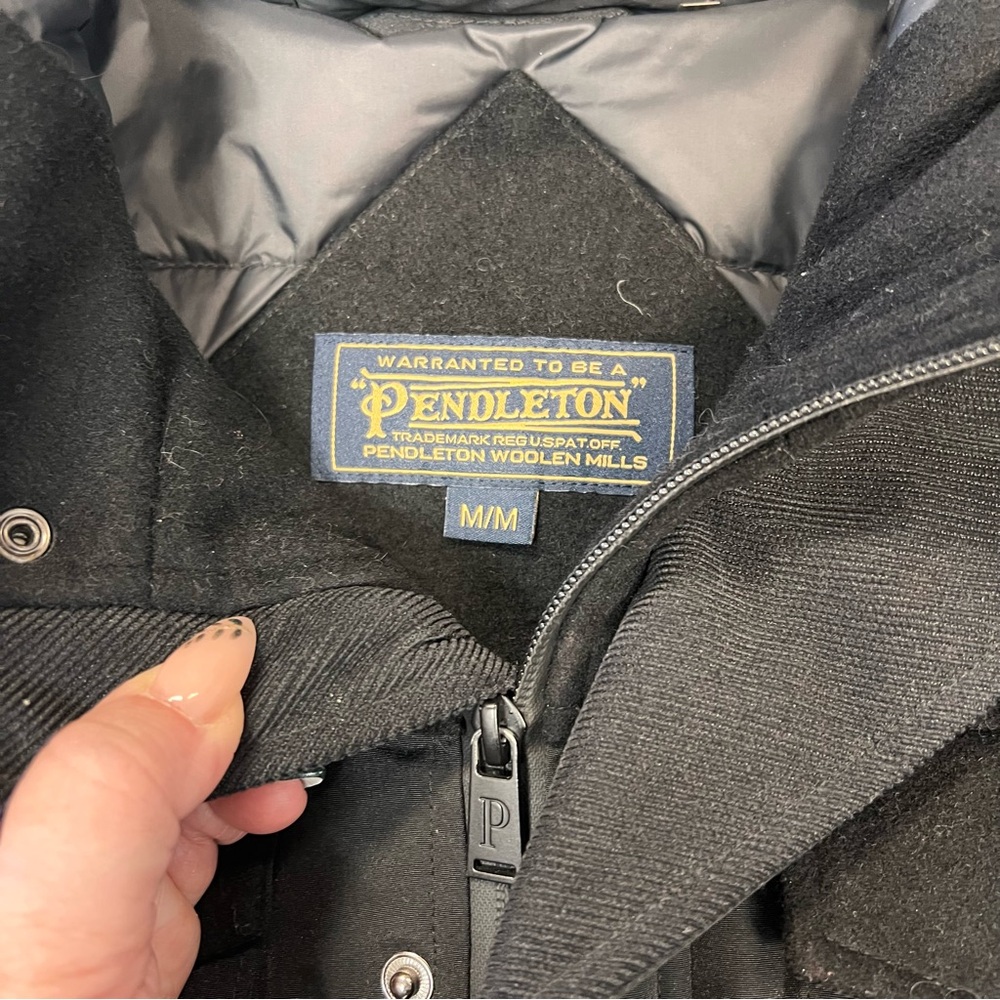 Pendleton Men’s Ontario Down Filled Parka Black Hooded Jacket SZ MED - Picture 7 of 12